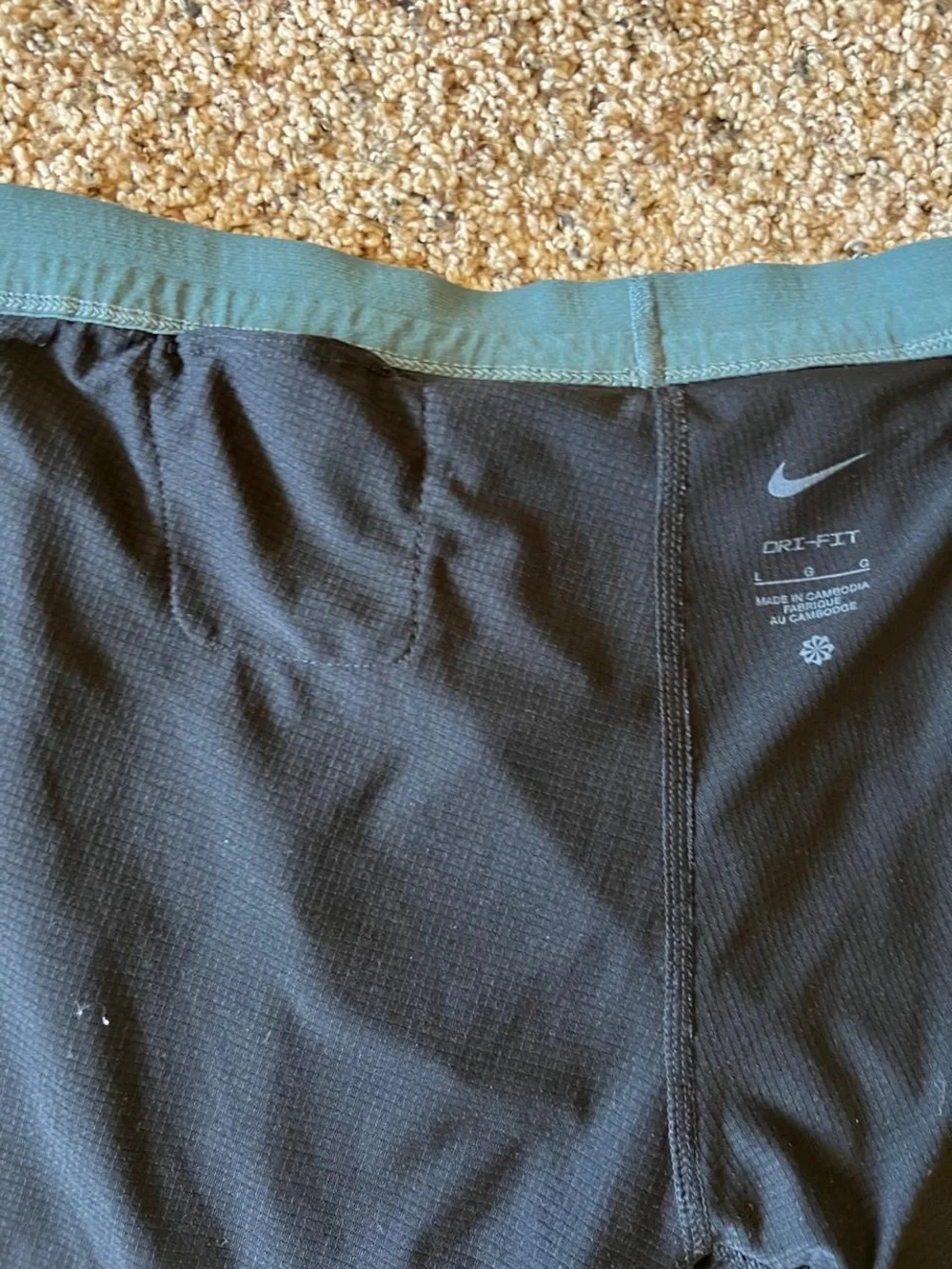 Nike Men’s Dark Teal Athletic Shorts with Yellow Drawstring